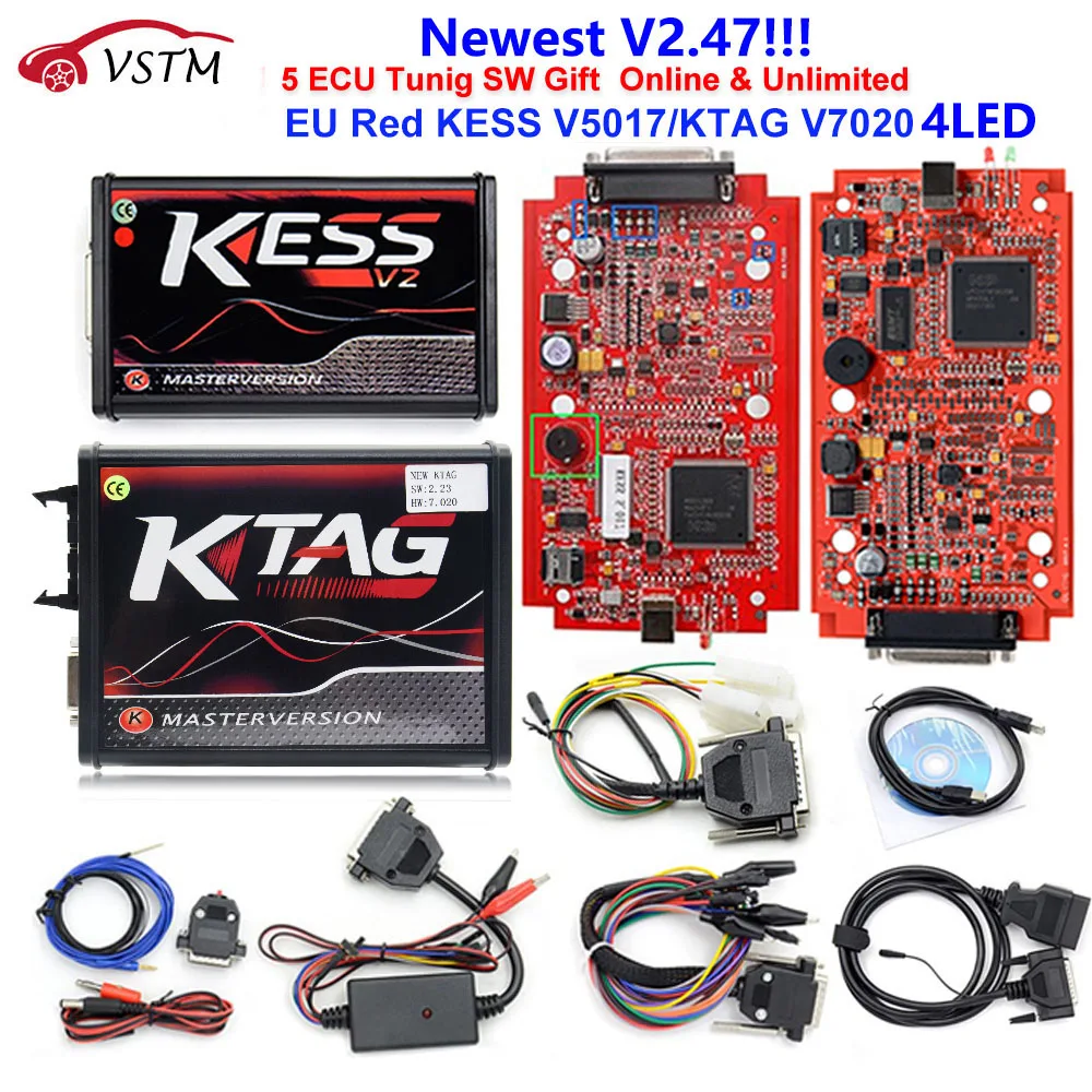 Неограниченный жетон! KTAG 7,020 KESS 5,017 инструмент для программирования ЭКЮ K-Tag V7.020 SW 2,23 V2.47 с функцией GPT лучше, чем Ktm100