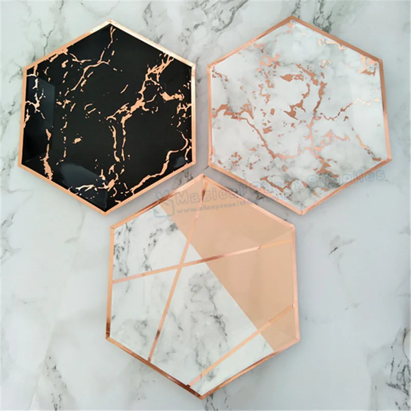 Mix of Three 120 шт мраморные вечерние десертные тарелки, большие 10 дюймовые румяна, розовые и розовые бумажные блюда из фольги, черные, розовые, золотые, для дня рождения, вечеринки, Deocr - Цвет: Mix of Three