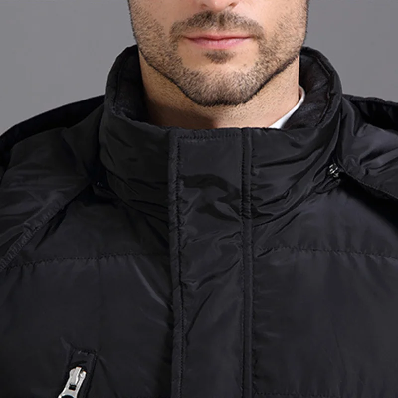 Мужской длинный пуховик с капюшоном размера плюс теплая зимняя парка