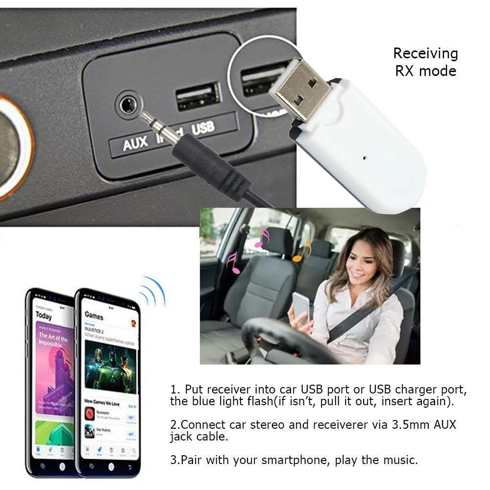 Мини 3 5 мм AUX разъем USB Bluetooth автомобильный комплект громкой связи Музыка Аудио