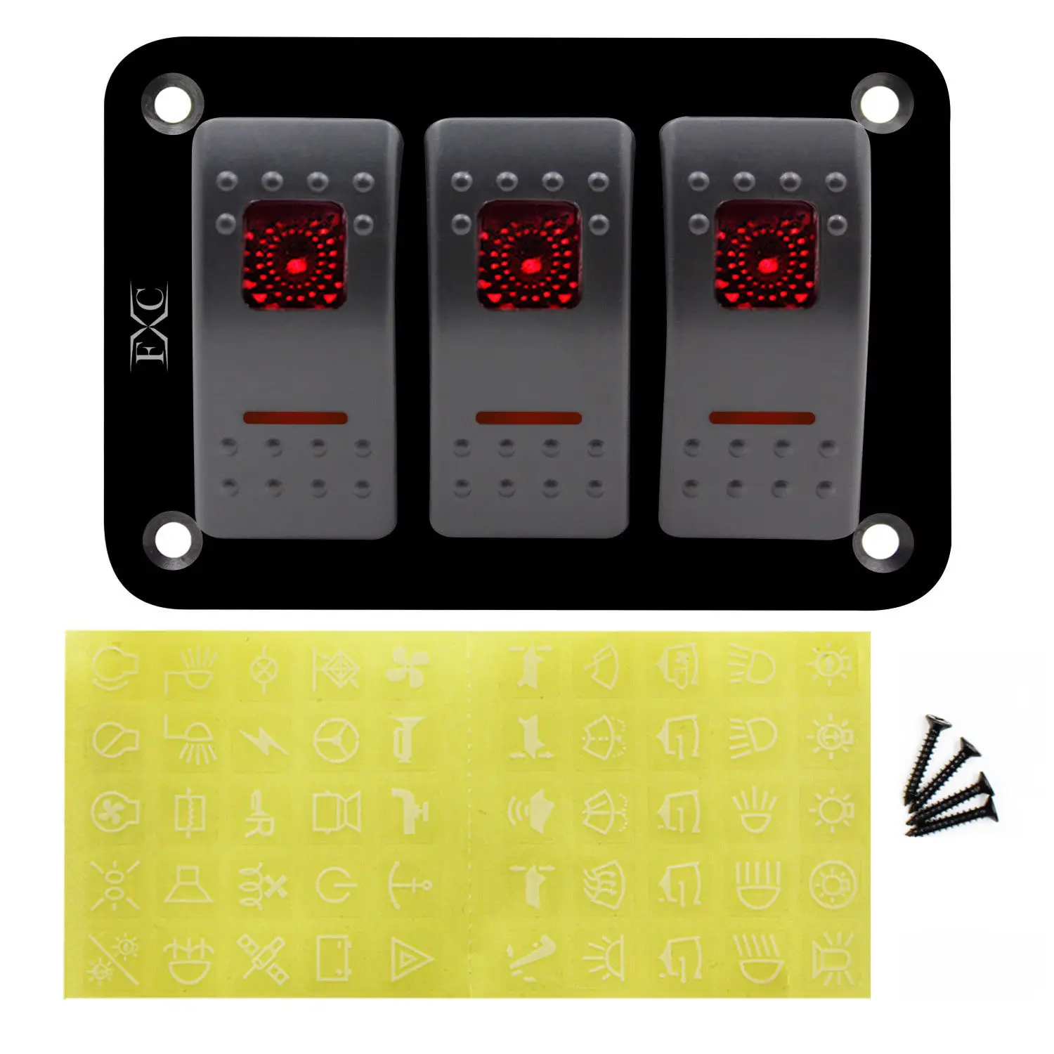 12V 24V 3 Gang красный кулисный переключатель Панель автомат защити цепи лодка морской