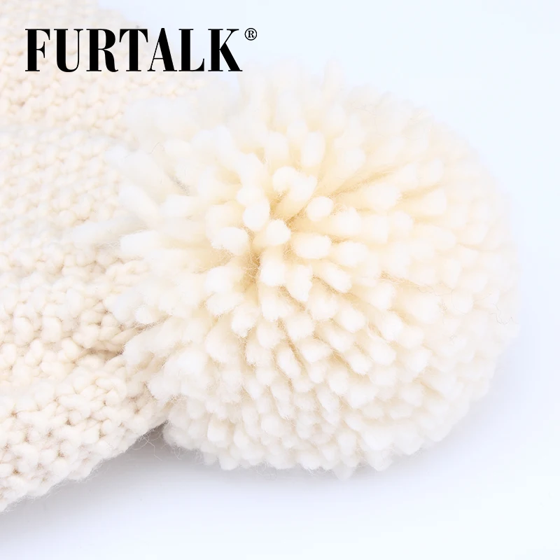 FURTALK помпон зимняя детская шапка и шарф набор трикотажная шапка для мальчиков Шапки для девочики шарф CH002