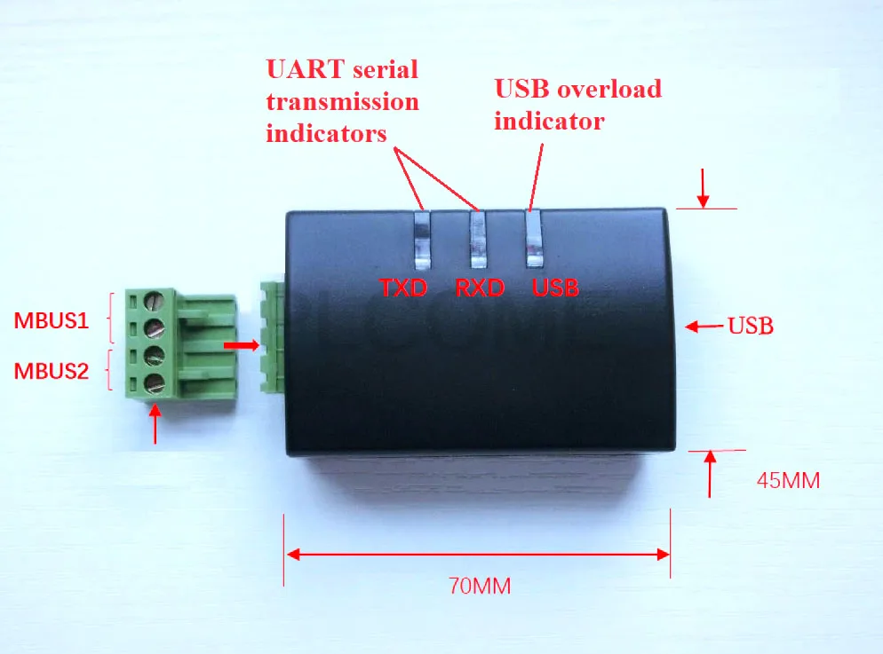 Модуль связи с главным преобразователем USB в MBUS ведомый модуль для умного