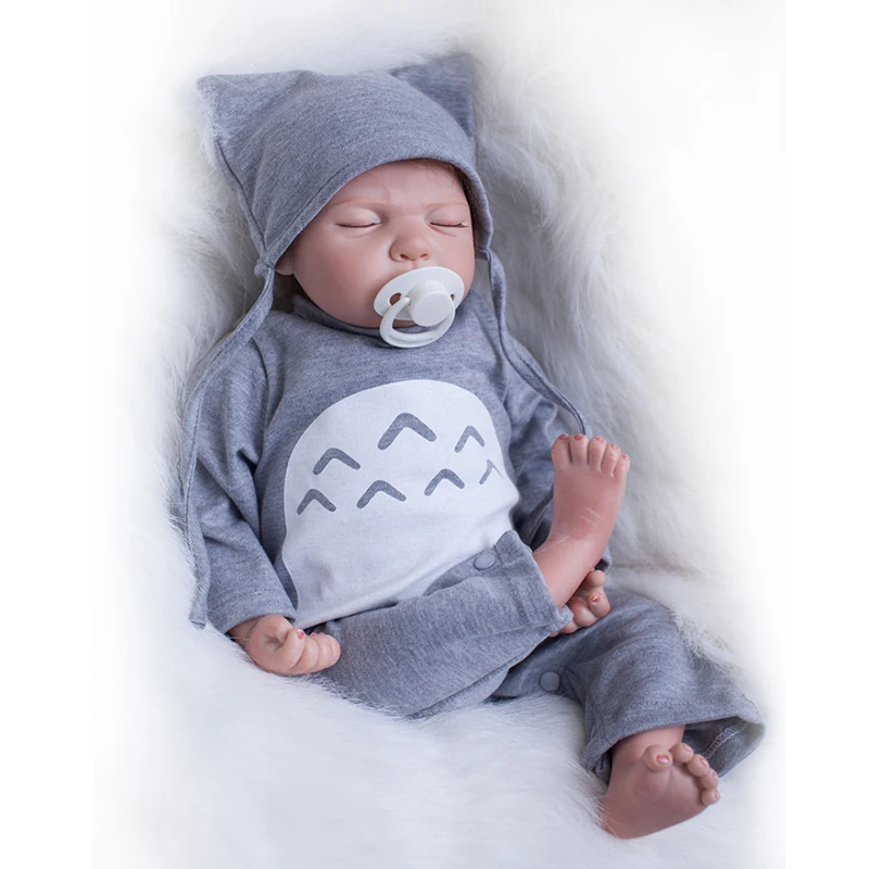 Nicery 20 дюймов 50 см Bebe Кукла реборн Мягкая силиконовая мальчик девочка игрушка реборн Детская кукла подарок для детей серая одежда серая шляпа