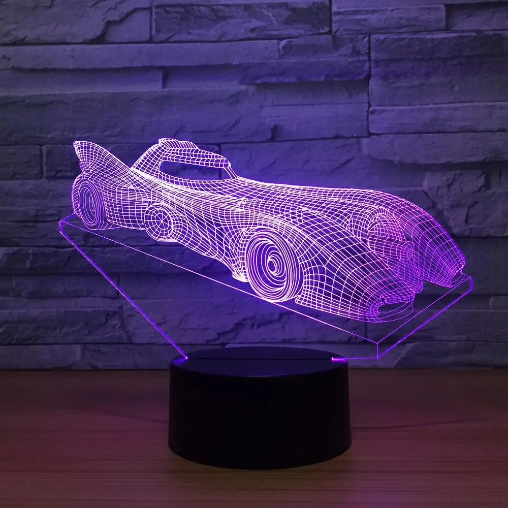 Крутой спортивный автомобиль авто 3D Ночник Новинка 7 видов цветов Изменение LED