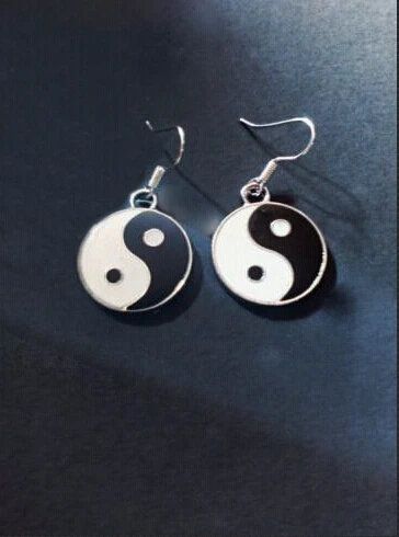 

50 Pairs Fashion Vintage Ancient Silver Plated Enamel yin yang fish Charms Dangle For Women Gift Earrings DIY Jewelry Z164