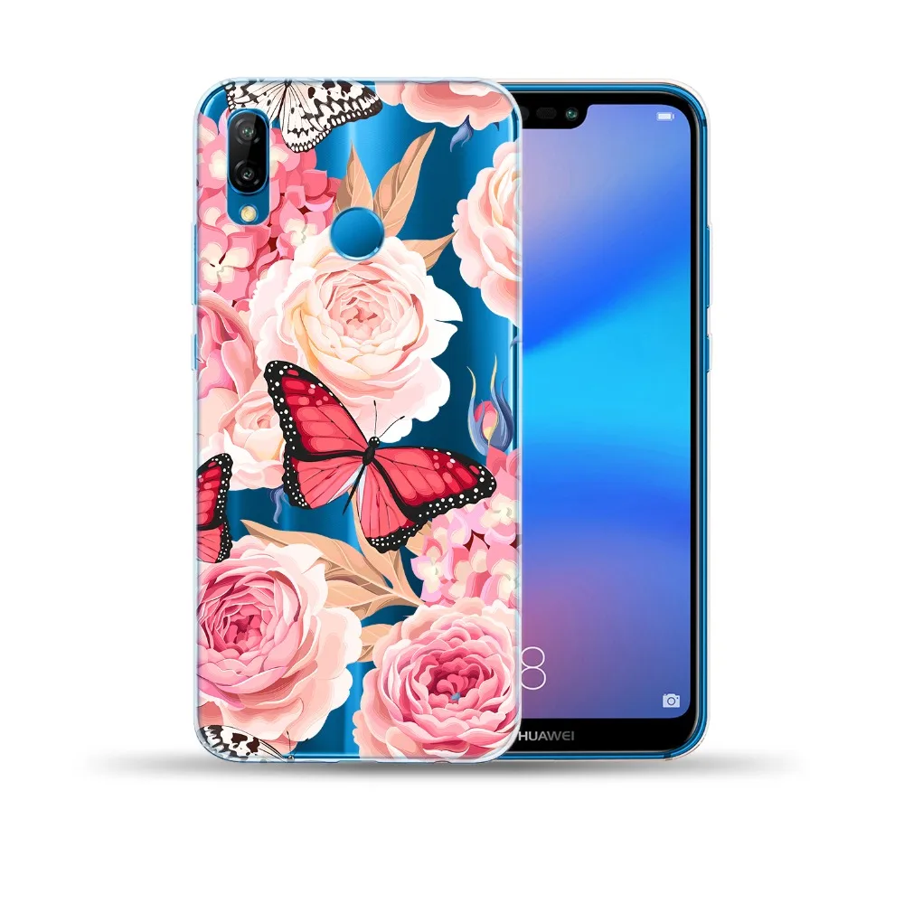 Мягкий чехол из ТПУ с рисунком фламинго единорога цветов и листьев для Huawei P8 P9 P10