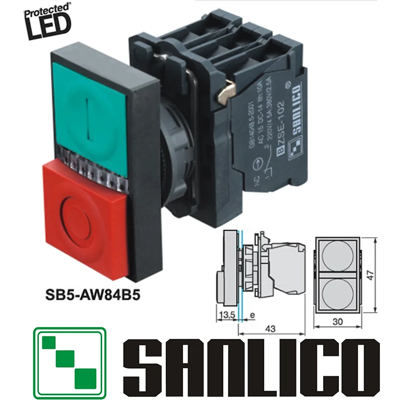 Водонепроницаемый двухсторонний кнопочный переключатель со светодиодный Ной