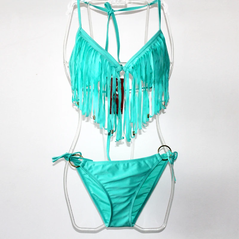 Classic Tassel Bikini Model 2019 Beads Top Popular Ring - tied Bottom All Female Favorite Fringed for Women S.M.L.XL.XXL |
