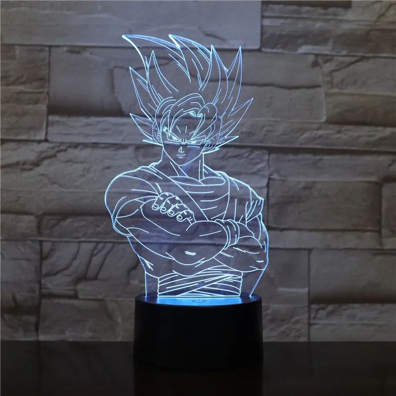 Фигурка "Dragon Ball" атмосферная настольная лампа Lampara Супер Saiyan Goku Usb 3d светодиодный ночник прикроватный сенсорный Сенсор освещение лампа