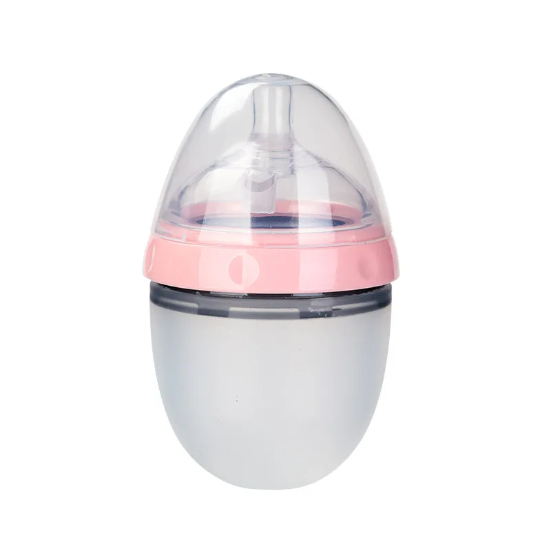 Pink 150ML 150 мл \ 250 мл бутылочка для кормления пищевой силикон анти-горячие детские бутылочки для кормления широкий рот удобный для кормления ребенка - Цвет: Pink 150ML