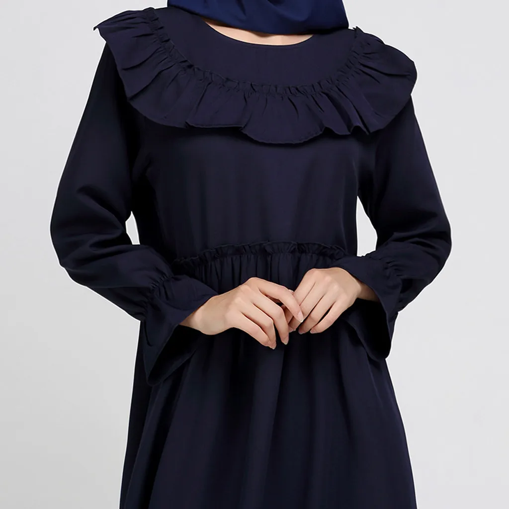 CHAMSGEND Muslim Womens Dress Elegant Ladies Temperament Loose Robes Girls Plus Size Long Sleeve Party Summer Home Dresses L0411 |