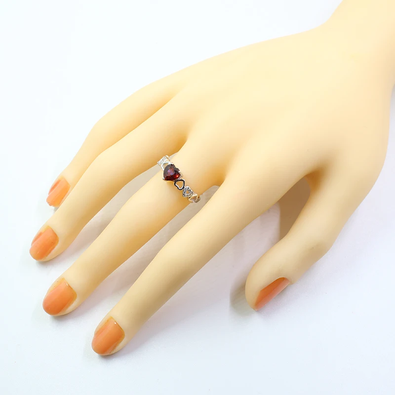 Романтический Сердце гранат кольцо для обручальных 6 мм натуральный VVS