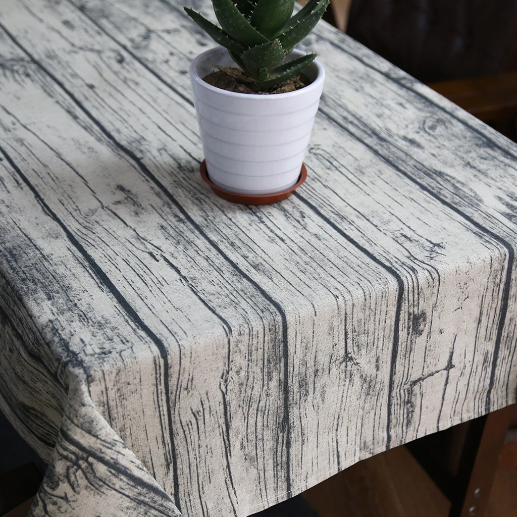 Скатерть из хлопковой и льняной ткани в стиле ретро с натуральным деревянным