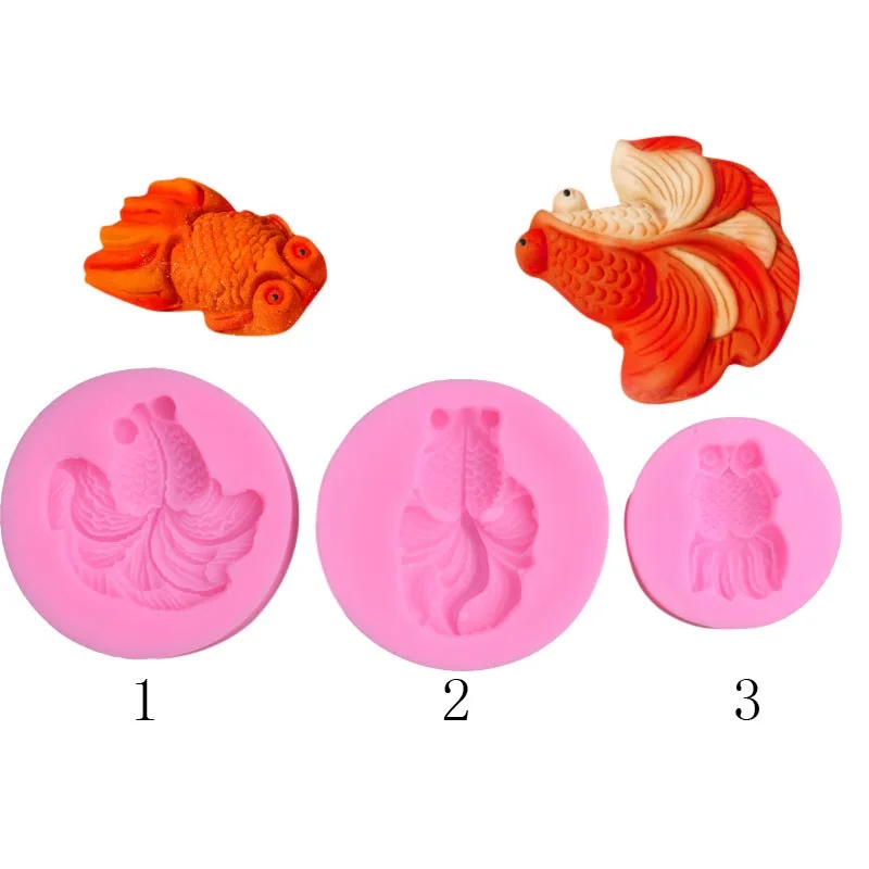 Золотая рыбка Fondant Формочки DIY силиконовая форма для мыла и глины чашка торта