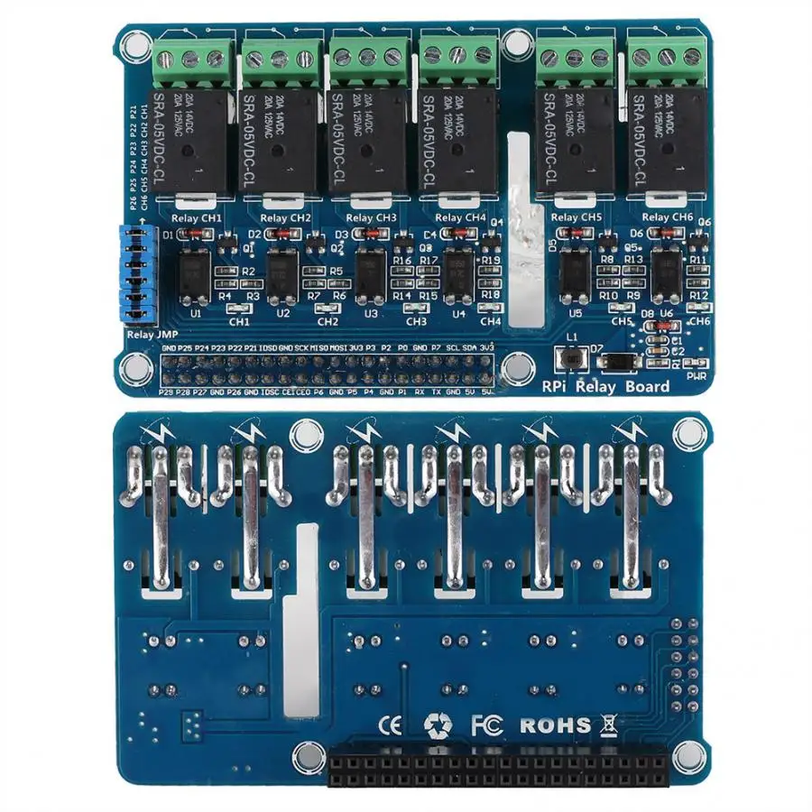 Плата расширения релейного модуля для Raspberry Pi A +/B +/2B/3B 6 каналов 5 А 30 В постоянного