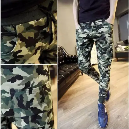 

Men's Stretchy Ripped Skinny Biker Camo Jeans Destroyed Taped Slim Fit Denim Pants