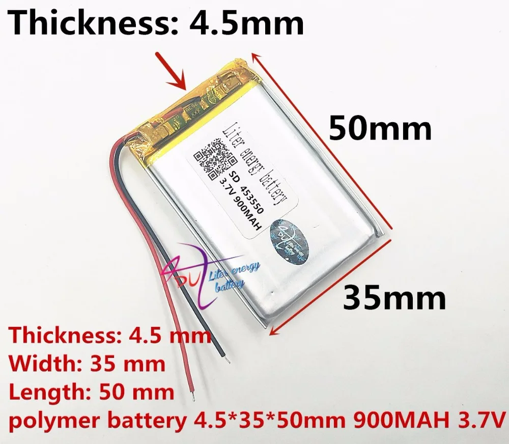 453550 900mAh 3 7 v перезаряжаемый литий ионный полимерный аккумулятор pcb защита для