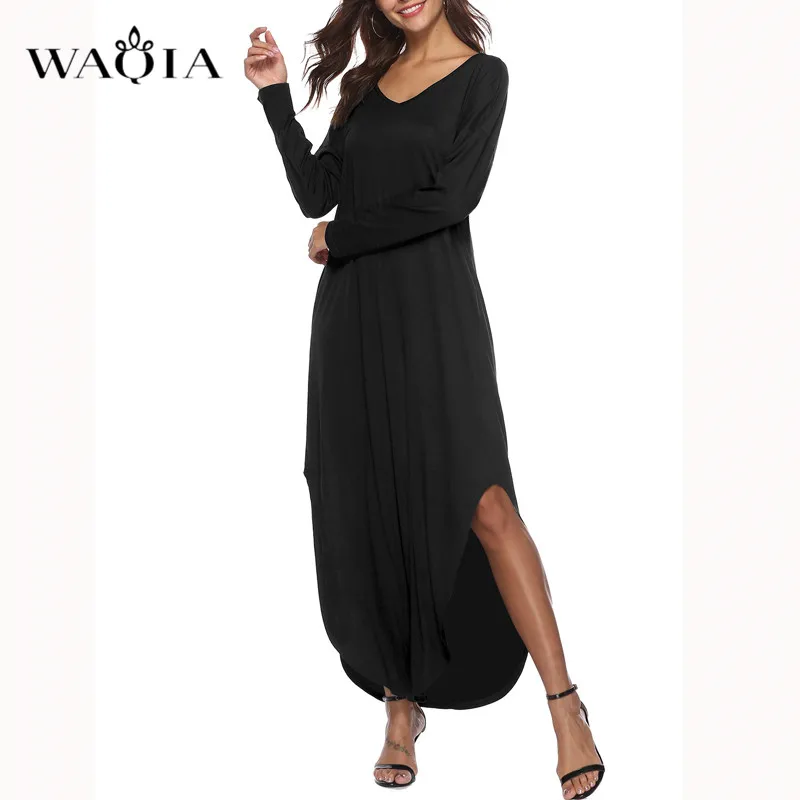 Waqia/2018 женское летнее платье большого размера хлопковое длинное с длинным