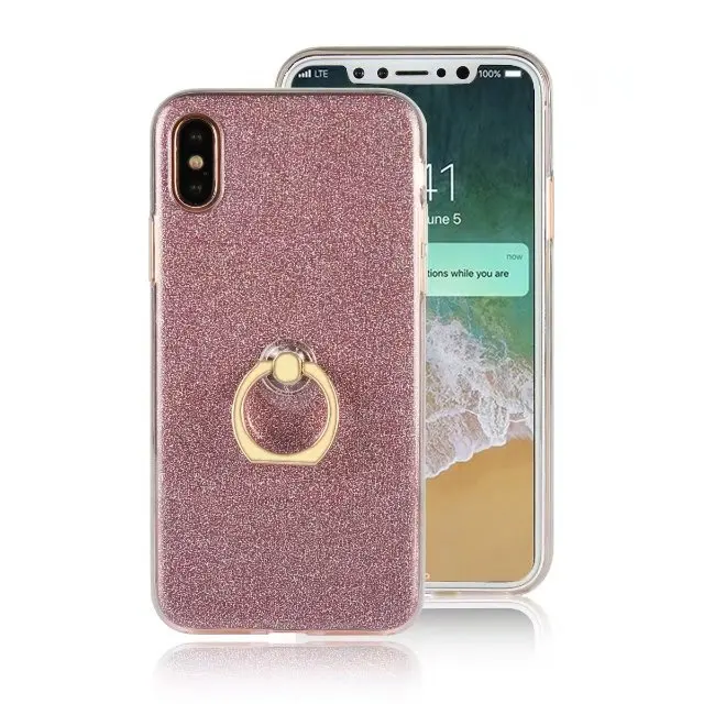 Пудра для лица TPU Блестящий Защитный чехол iPhone 7 8 Plus X XR XS MAX 6 6s 5 5S SE 5C 4 4s с кольцом