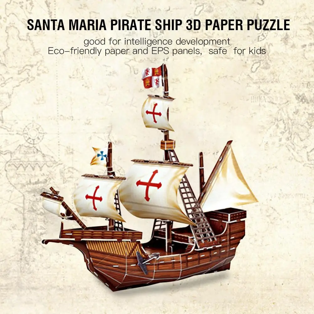 3D Бумага Санта-Мария, Пиратская лодка, собранная модель, игрушки для детей, подарок на день рождения, развивающие игрушки, Бумажная модель