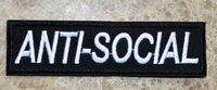 anti social anti social black white punk rock embroidered iron on patches sew on patchappliques made of cloth100 quality