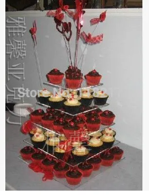 

New 2017 Brand 5 tier Square High transparency acrylic wedding cake stand, acrylic cupcake stand