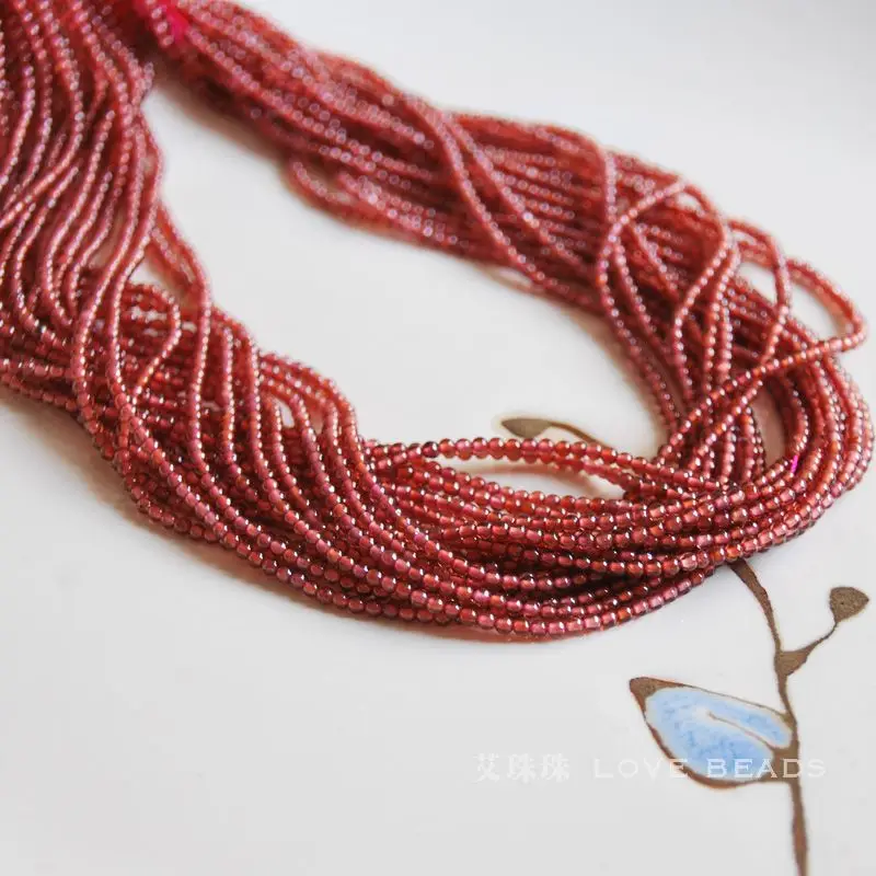 Натуральные гранатовые Красные Бусины 2 мм 3 15 дюймов/38 см бусины для браслетов