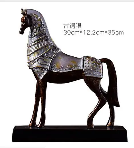 American Animal head Trotting Horse Statue Figurine Miniture Home Office Decoration Resin Craft art home | Дом и сад