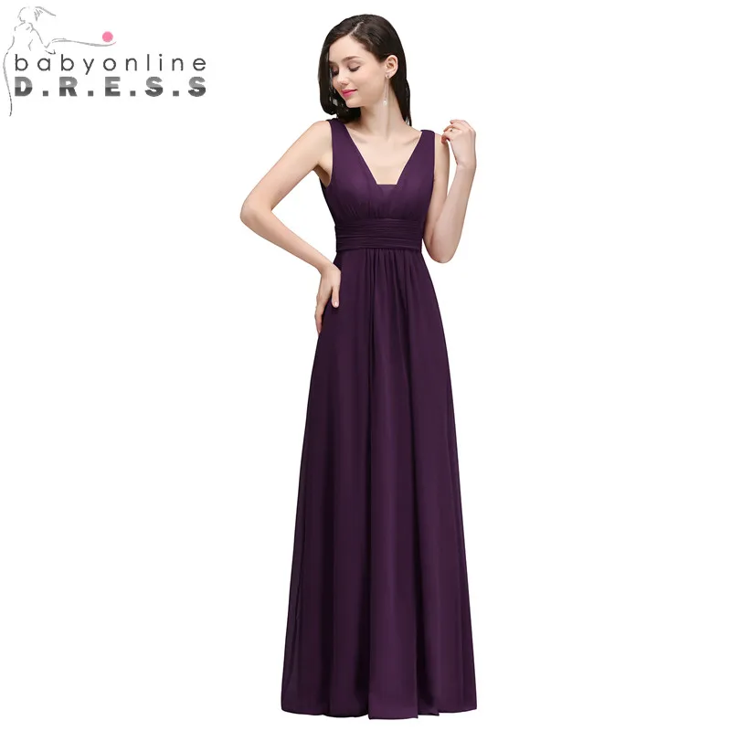 Babyonlinedress пикантные фиолетовые шифоновые платья подружки невесты с V образным