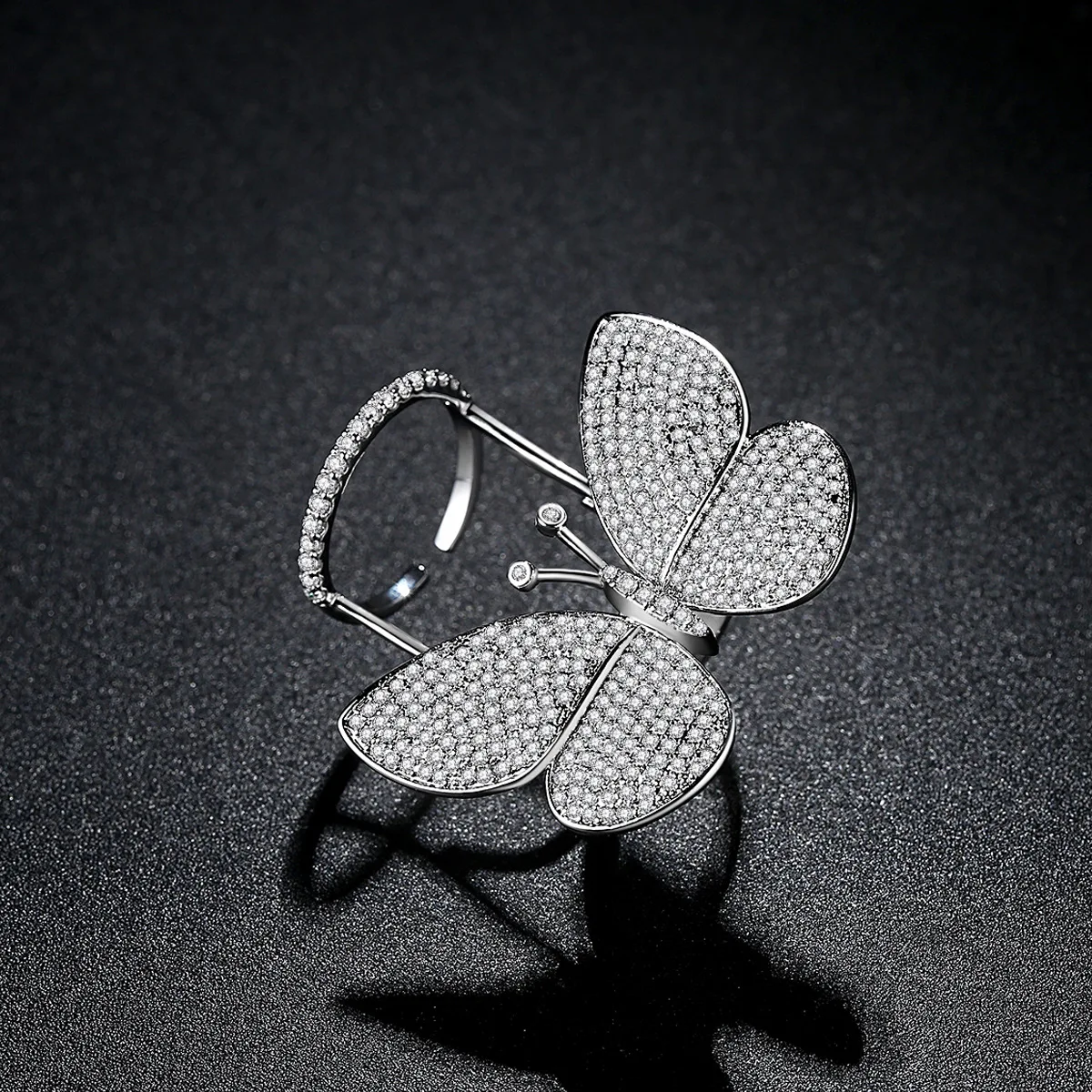 2019 Роскошные регулируемые открытые свадебные кольца цвета шампанского с