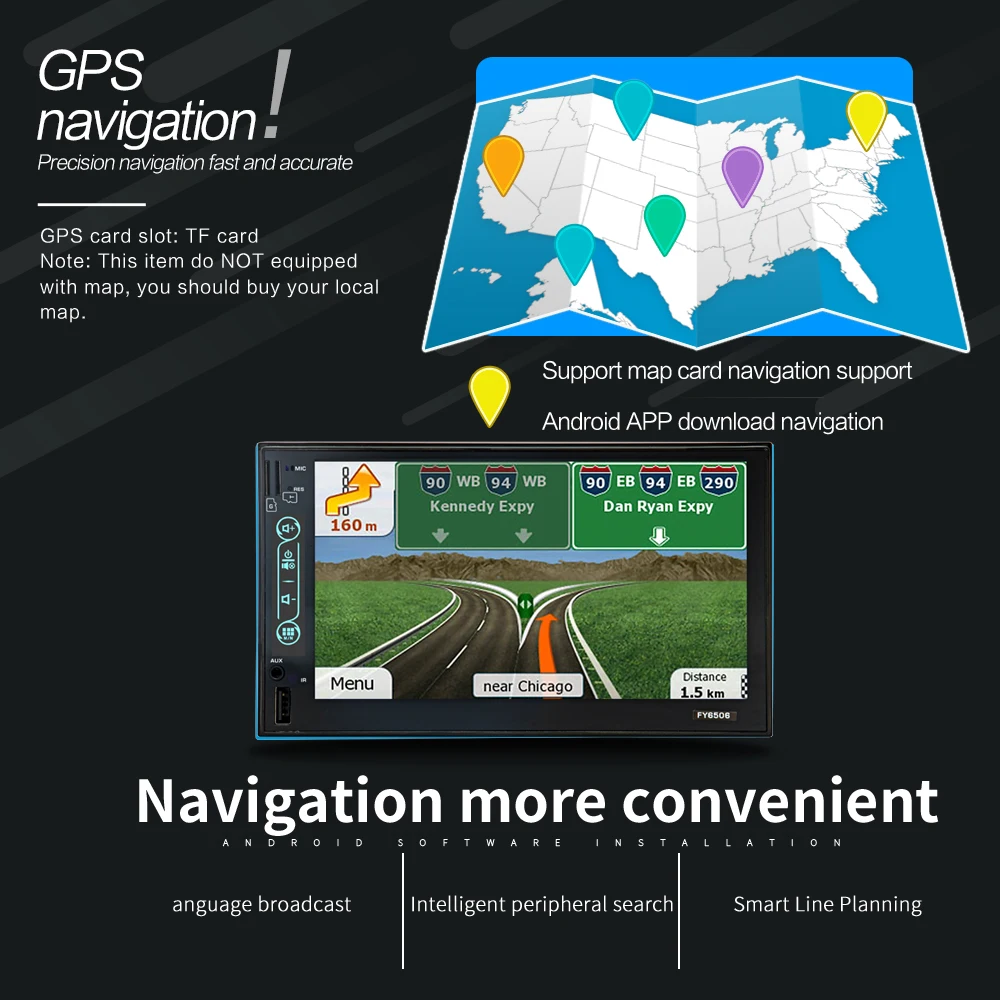 Hevxm FY6506 Android 7 дюймов Автомобильный gps навигация MP5 плеер радио Автомобильный мультимедийный плеер BT FM Mirrorlink стерео аудио
