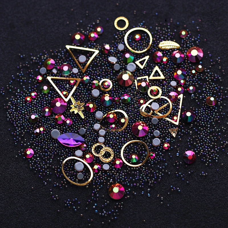 3D украшения для ногтей бриллианты геометрической формы луны Красный Кристалл DIY