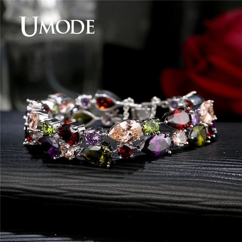 Красочные Роскошные браслеты UMODE для женщин браслет с фианитами тенниса и
