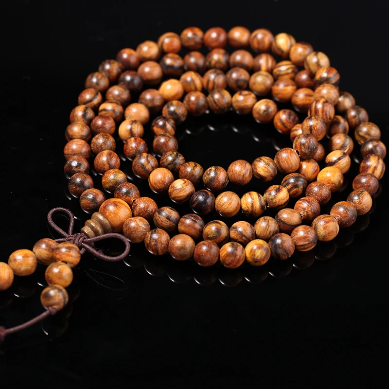 Натуральный многослойный винтажный деревянный браслет из бусин 108 для женщин и
