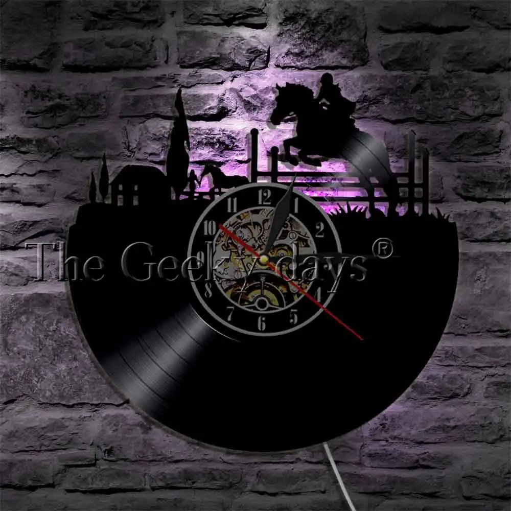 Верховая езда Настенный декор Конный настенные часы спортивные винтажные