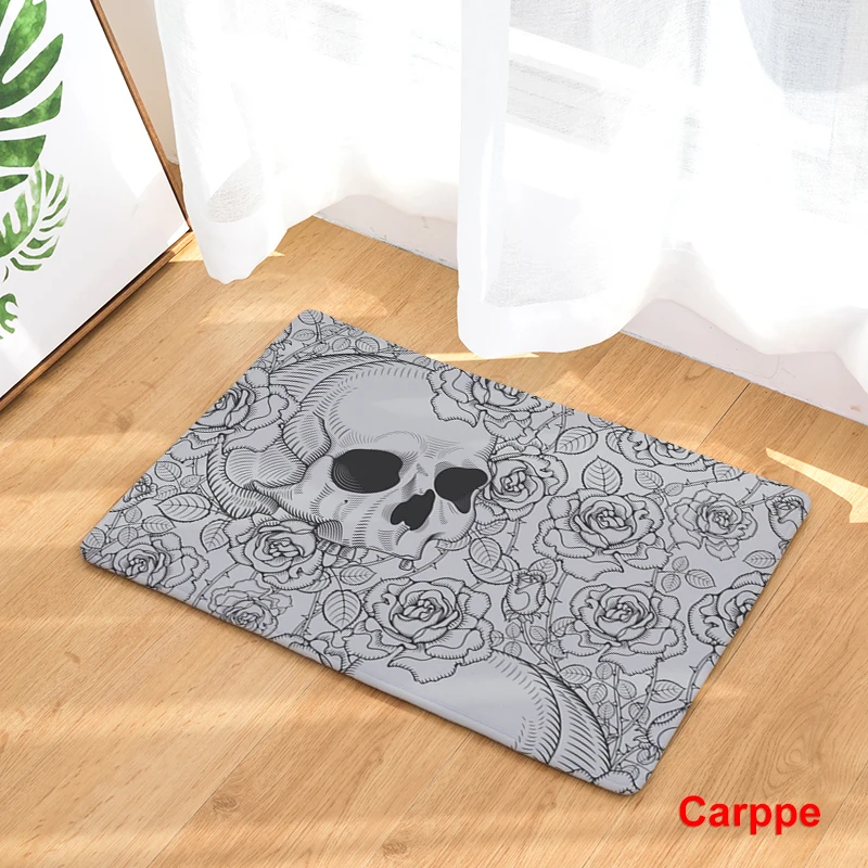 Череп цветной цветочный принт дверной коврик для прихожей двери нескользящий