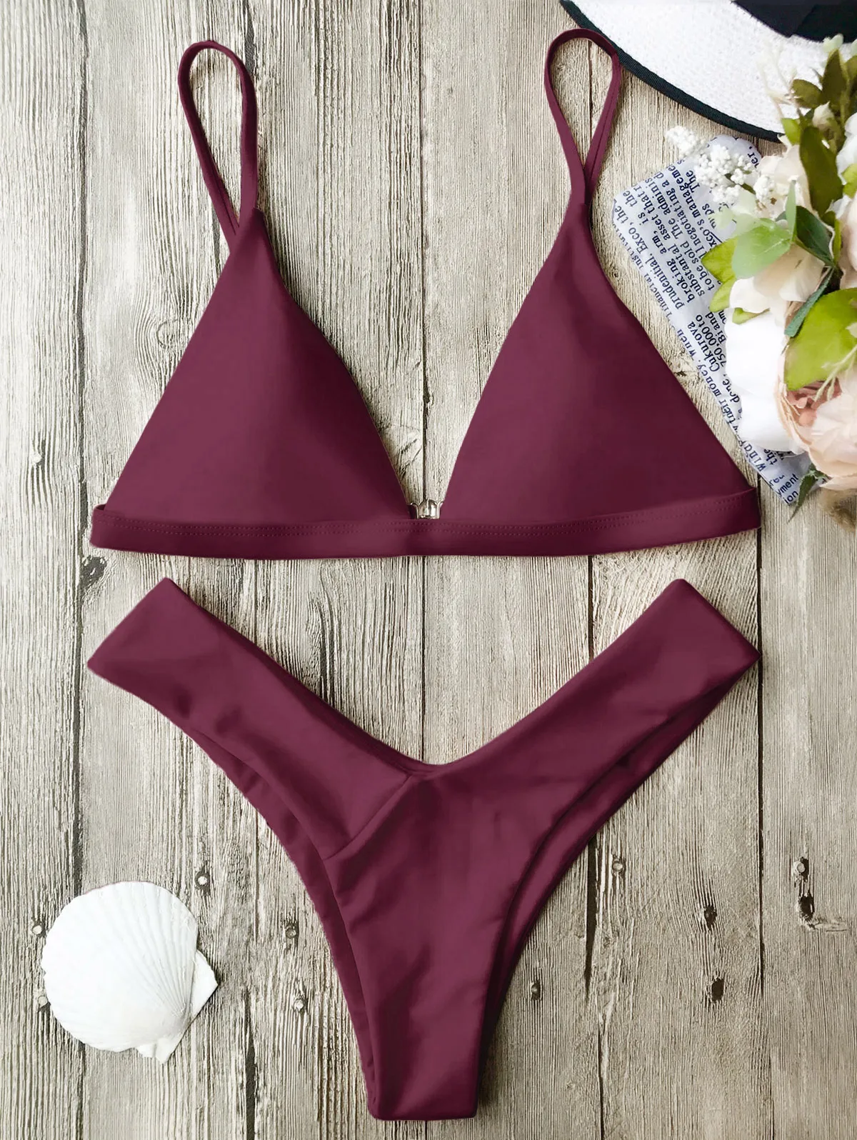 Женский купальник на тонких бретельках ZAFUL Мягкий купальник-бикини с низкой