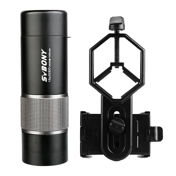 with Adapter SVBONY 10x32 ED Монокуляр экстра-Низкая дисперсия Bak4 стекло Монокуляр бинокль фазовая коррекция IPX7 водонепроницаемый телескоп F9329D - Цвет: with Adapter