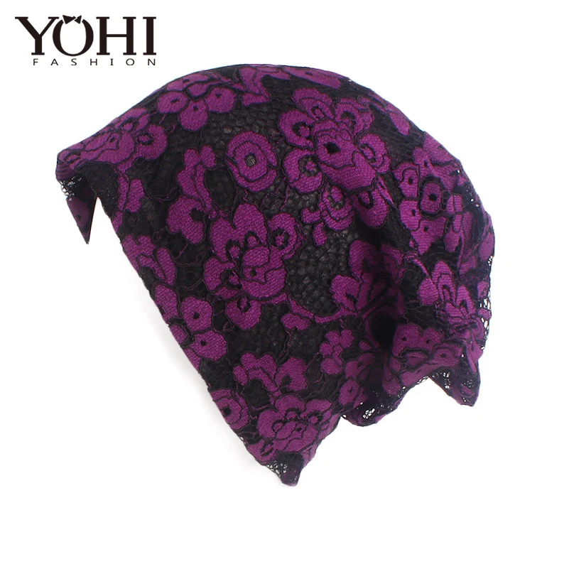 

2018 New Fashion Spring Autumn Lace Headdress Lady Hat Cap Hat Pile Thin Woman Section Elegant Hot Sale