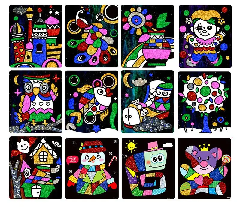 12pcs cartoon 12 шт./компл. стильная футболка с изображением персонажей видеоигр "сделай сам" из передачи Wticker живописью передачи прикладное искусство для детей Искусства и ремесла игрушки для Детский подарок GYH - Цвет: 12pcs cartoon