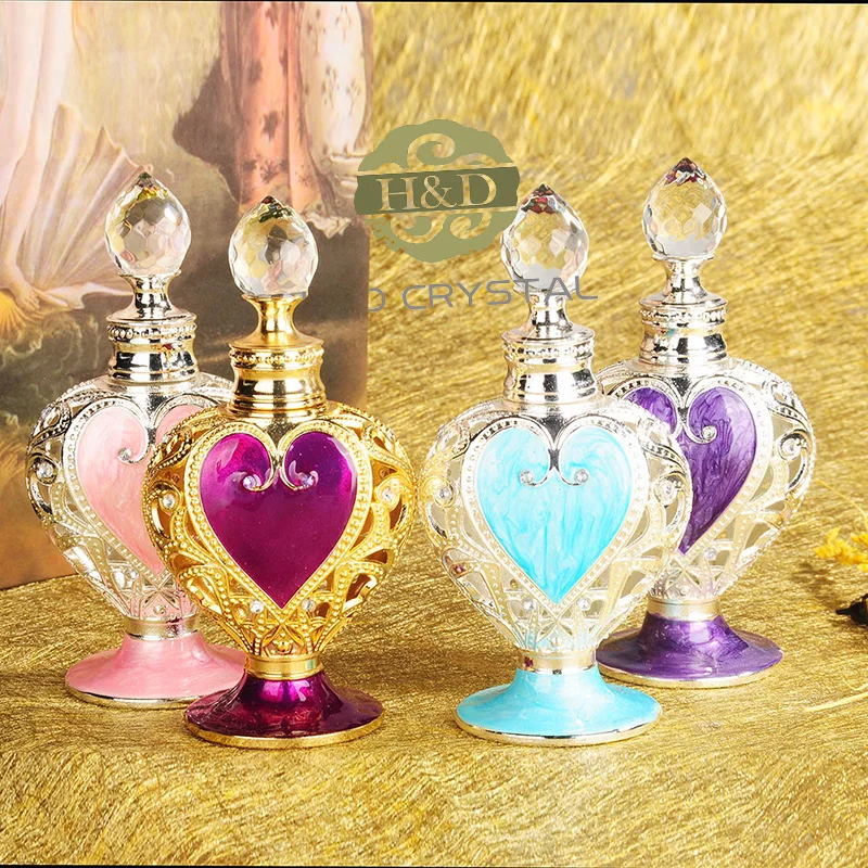 H&ampD 8ml Loving Heart Retro Metal Glass Perfume Bottles Empty Refillable Bottle (purplish red) Lady's Gifts | Красота и