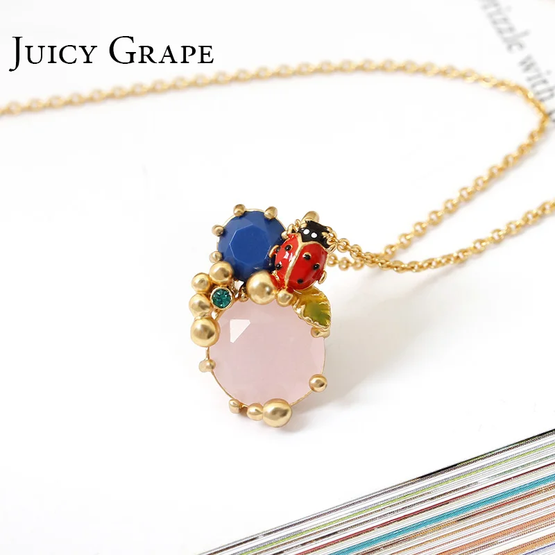 New Arrivals Enamel Glaze Concise Joker Insect Ladybug Crystal Necklace Clavicle Chain Gold-plated Mixed Batch Woman | Украшения и