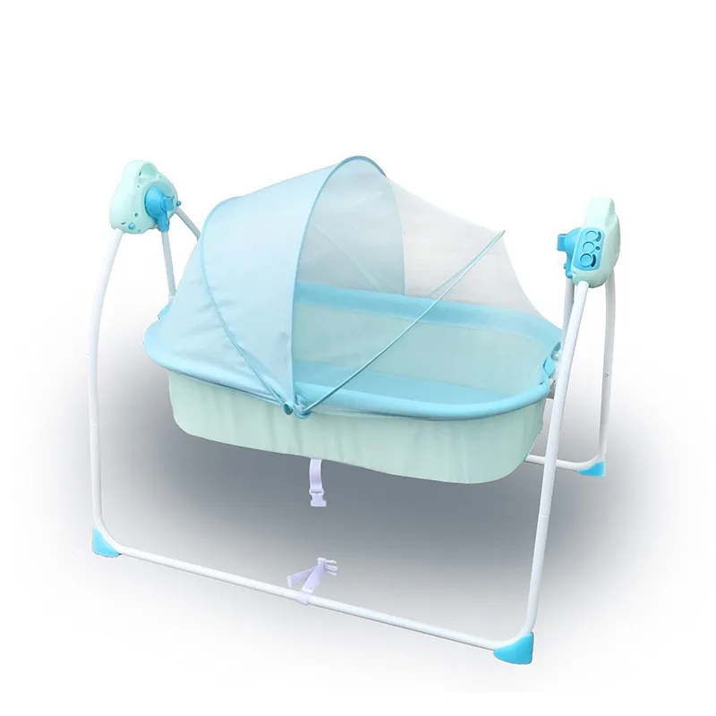 Basic version blue Многофункциональная детская кроватка интеллектуальная Колыбель Cuna Para Bebe электрическая портативная детская кроватка с Bluetooth младенческое музыкальное кресло-качалка - Цвет: Basic version blue