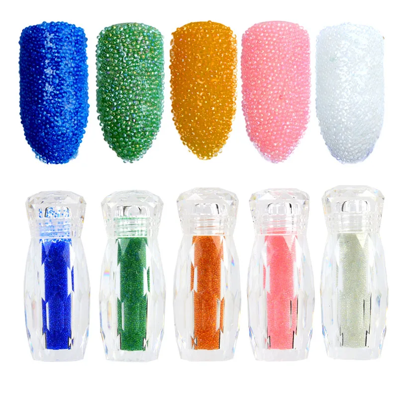 

New Colorful Caviar Beads 3D Glass Bead Rhinestone AB Color Pearl Mini Beads Manicure DIY Nail Art Glitter Decor