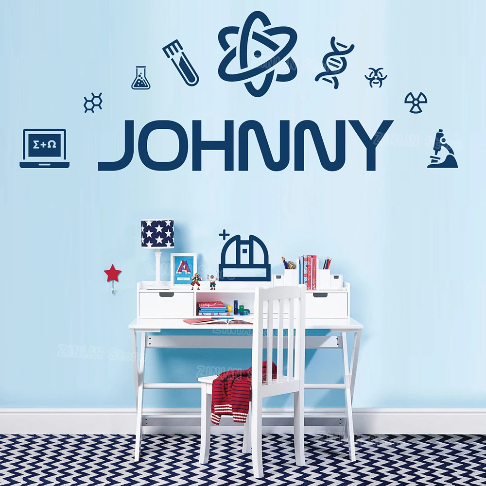 Персональная Настенная Наклейка с именем научный ученый ДНК лабораторный