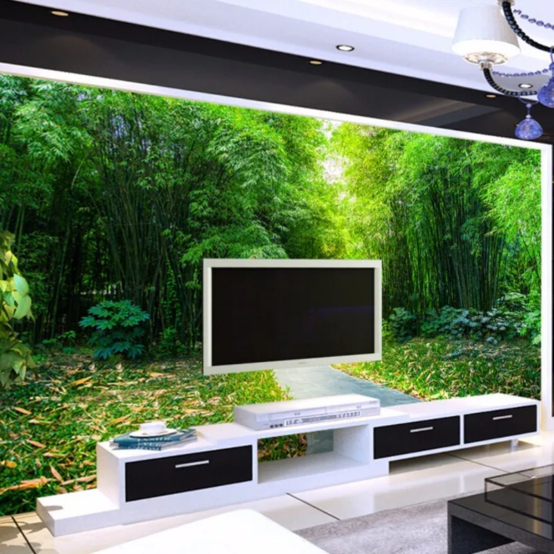 Обои для стен ТВ обои зала 3 d фото бамбук Натуральный Бамбуковый лес тропа|tv background
