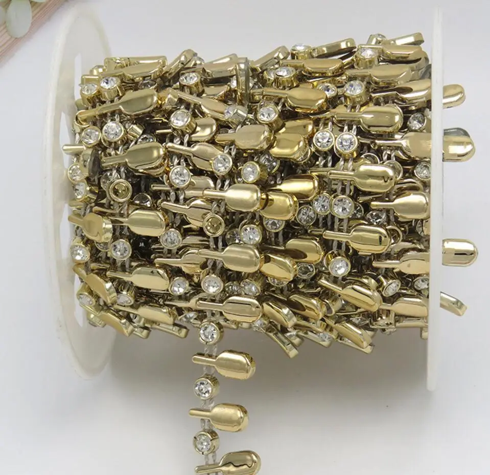 10 ярдов золотистого/серебристого/черного листа отделка из кристаллов бисера