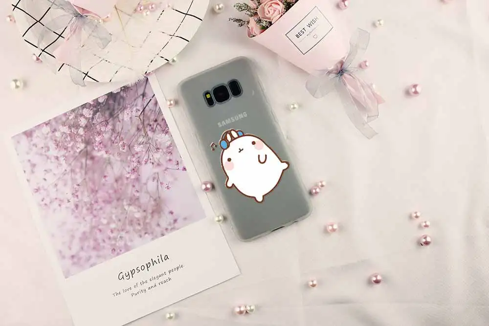 Милый чехол Molang с милым рисунком кроликов для Samsung Galaxy S8 S9 S10 S20 S21 Plus Uitra Lite Ultra Cover S10E