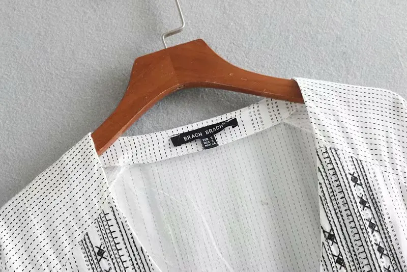 2019 г. новые женские винтажные v шеи вышивка геометрический принт Повседневная